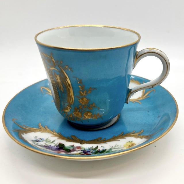 Antique Porcelain Cup and Saucer, 1800, Set of 2 For Sale - Image 6 of 13