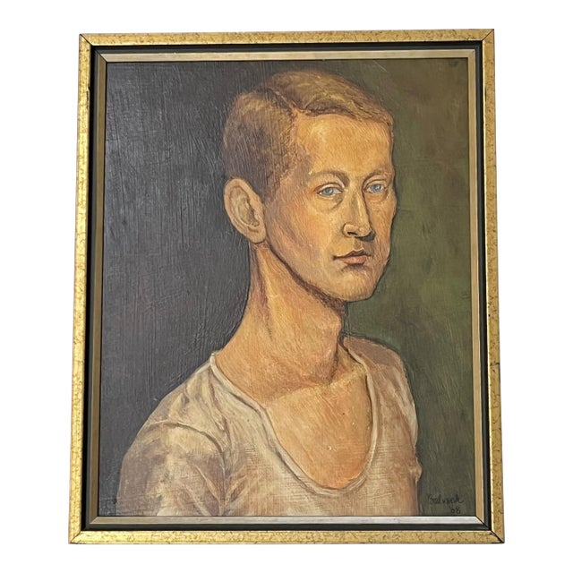 1960’s Portrait of a Young Male Artist Oil on Board For Sale
