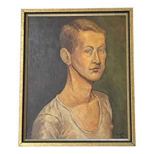 1960’s Portrait of a Young Male Artist Oil on Board