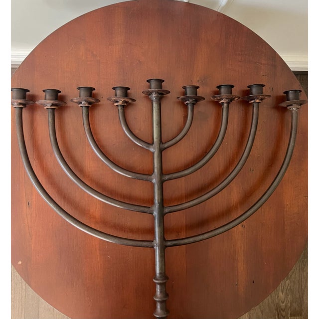 Metal Mid 20th Century Large Hand Crafted Iron Menorah For Sale - Image 7 of 12