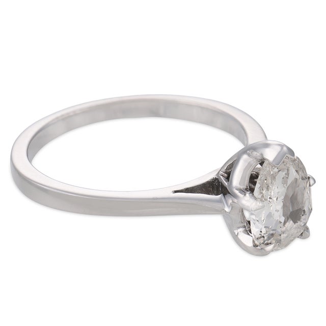 Contemporary Vintage Gia 1.02 Carat Antique Pear Shape Diamond 14k White Gold Engagement Ring, Size 6 For Sale - Image 3 of 4
