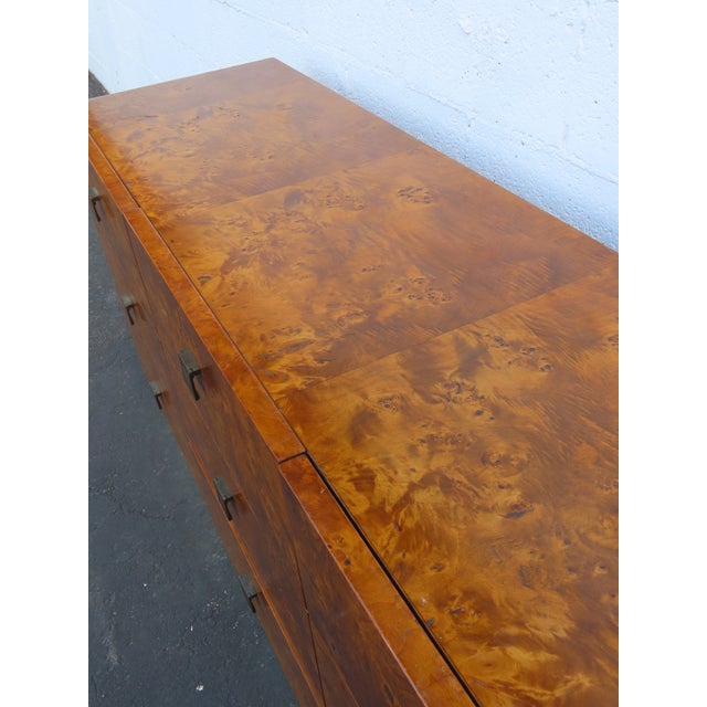 Brown Milo Baughman by Founder Mid Century Hollywood Regency Burlwood Dresser 6625 For Sale - Image 8 of 18
