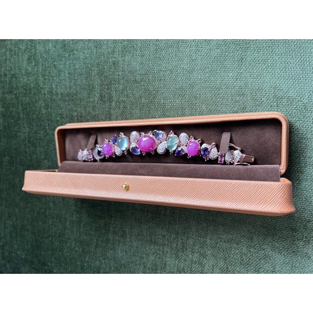 Bochic "Capri" 70 Carats Ruby & Multi Color Gem Bracelet Set 18K Gold & Silver For Sale - Image 12 of 18