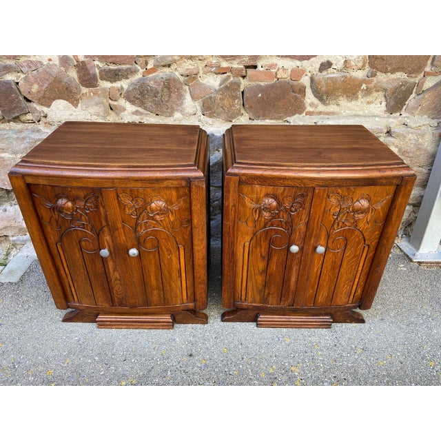 French Art Deco Nightstands, 1940s, Set of 2 For Sale - Image 3 of 10