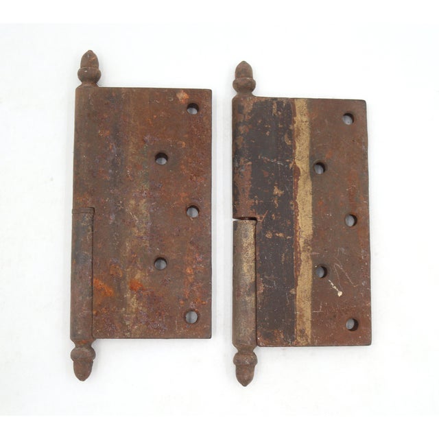 Pair of Antique 6 X 6 In. Cast Iron Acorn Lift Off Door Hinges For Sale - Image 4 of 4
