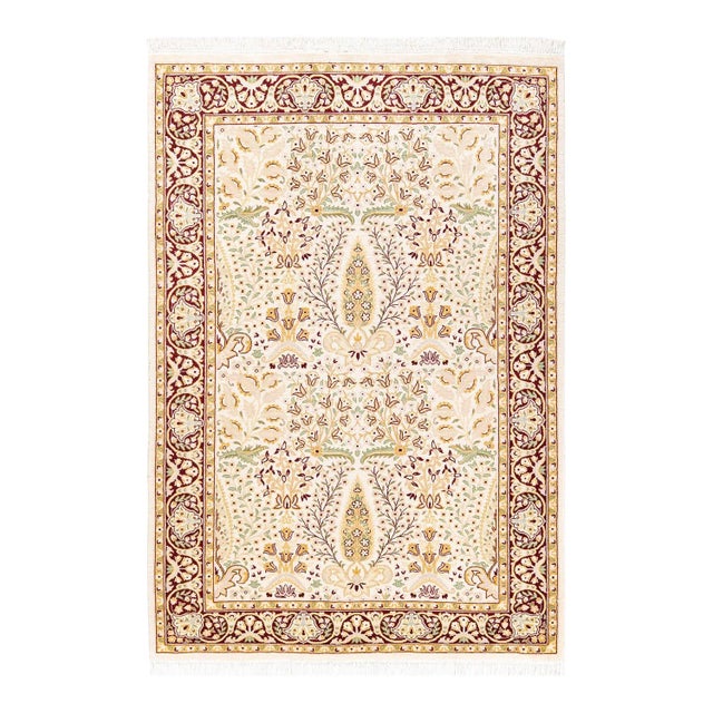 Ivory Mogul, One-of-a-Kind Hand-Knotted Area Rug in Ivory, 4' 1" x 5' 10" For Sale - Image 8 of 8