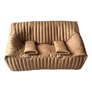 Camel Leather 3-Seater Sofa attributed to Annie Hieronimus for Cinna Line Rose, 1973 For Sale