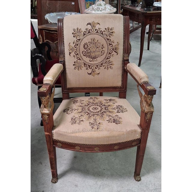 Empire period mahogany armchair with Egyptian heads, early 19th century Dimensions: Height: 94 cm Width: 62 cm Depth: 50...
