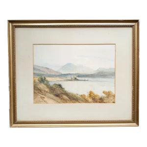 Early 20th Century English Watercolor Landscape of Scottish Loch Awe by William Glover
