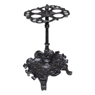 Antique Reception Hall Umbrella Stand, English, Cast Iron, Stick Loop, Victorian For Sale