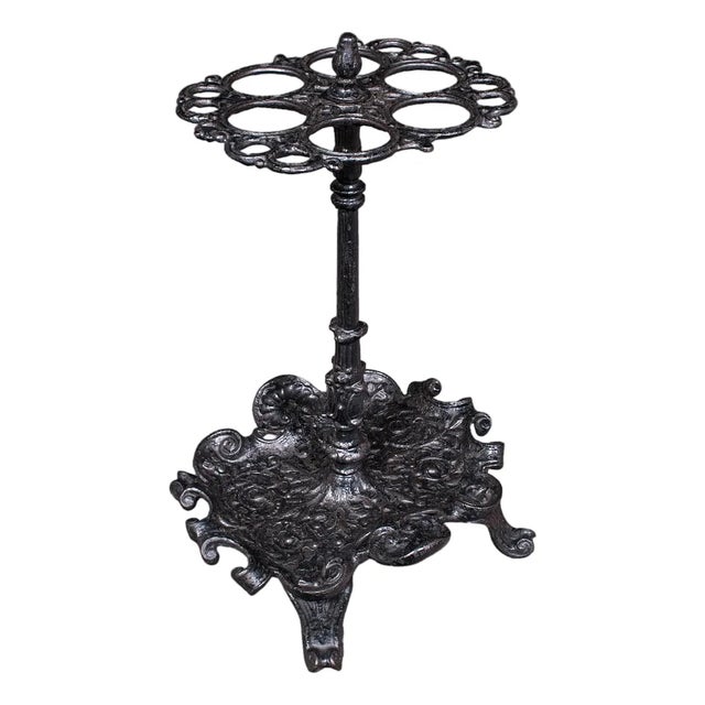 Antique Reception Hall Umbrella Stand, English, Cast Iron, Stick Loop, Victorian For Sale