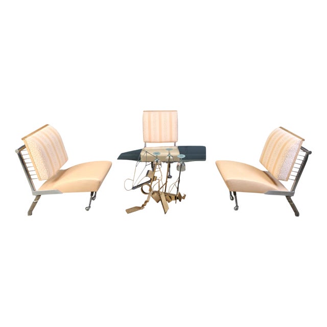 Sculptural Lounge Chairs with Coffee Table, 1996, Set of 4 For Sale