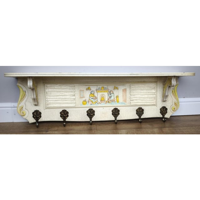 Rustic Vintage 6-Hook Wall Coat Rack For Sale - Image 3 of 11