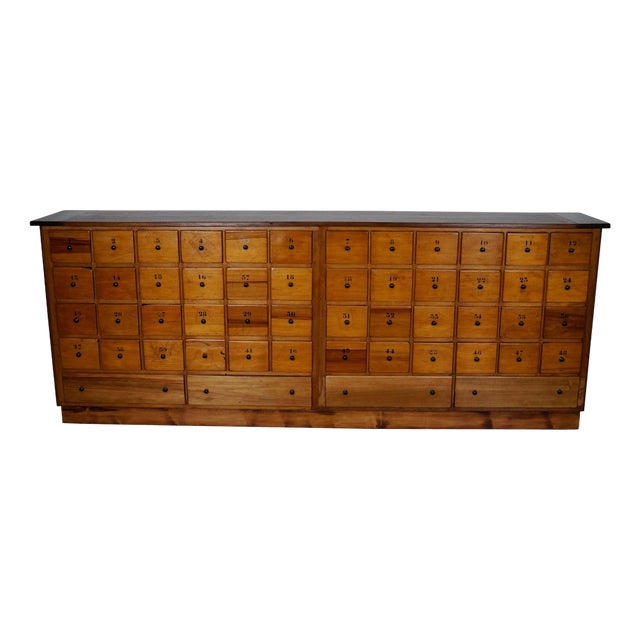Large Mid-20th Century Dutch Industrial Beech Apothecary Cabinet For Sale