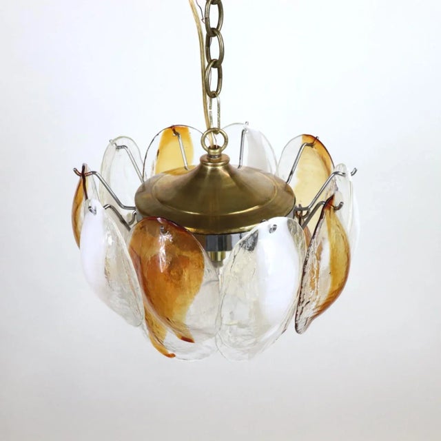 Mid 20th Century Small Amber and White Murano Glass Shells Pendant Light by La Murrina For Sale - Image 5 of 13