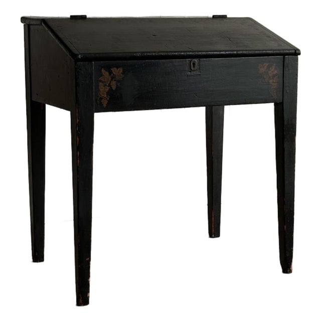 Early 19th Century Antique American Folk Art Painted Slant-Front Desk For Sale