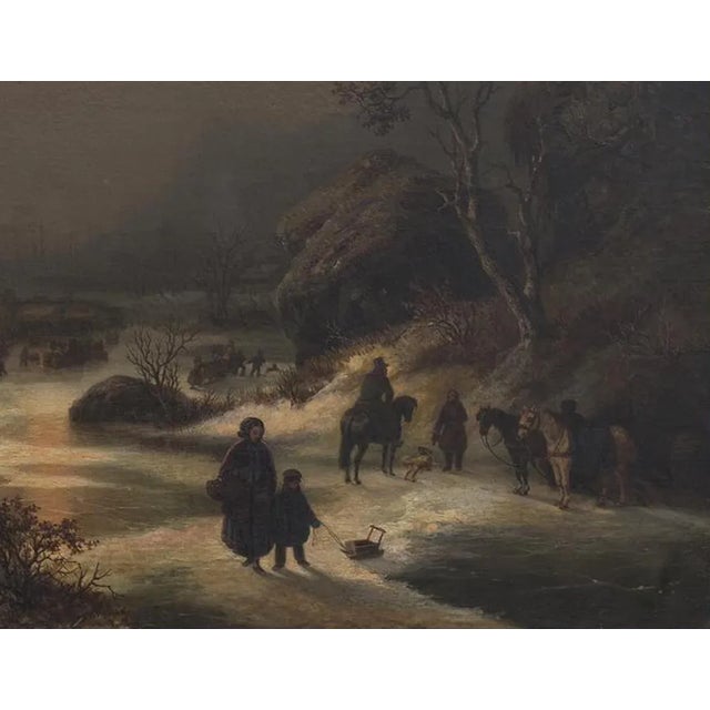 Northern Nocturnal Landscape - Oil on Canvas by J.F. Hesse - Mid 19th Century Mid 19th Century For Sale - Image 4 of 5