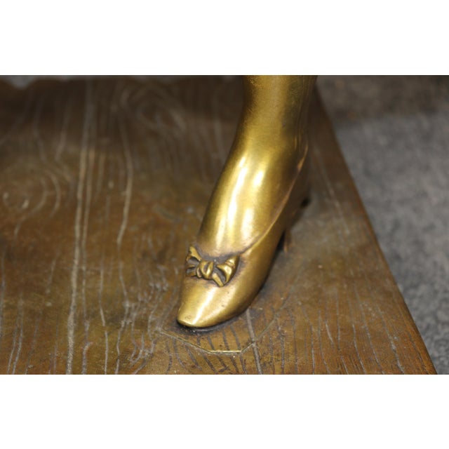 Bronze 19th C. Large Belle Epoque Bronze Statue of Lady With Fan Signed Paul Dubois For Sale - Image 8 of 13