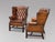 19th Century Antique Wing Back Chairs in Brown Leather, 1890, Set of 2 For Sale - Image 5 of 11