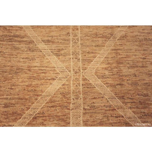 Contemporary Minimalist Tribal Primitive Design Rust Tones Modern Area Rug For Sale - Image 3 of 5