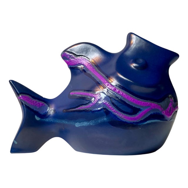 Danish Modern Glazed Ceramic Fish Money Bank by Robert Manz for Knabstrup, 1970s For Sale