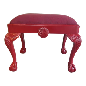 1970s Vintage Red on Red Chippendale Style Stool