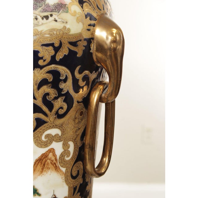 Ceramic Vintage Chinese Pair of Satsuma Floor Vases For Sale - Image 7 of 12