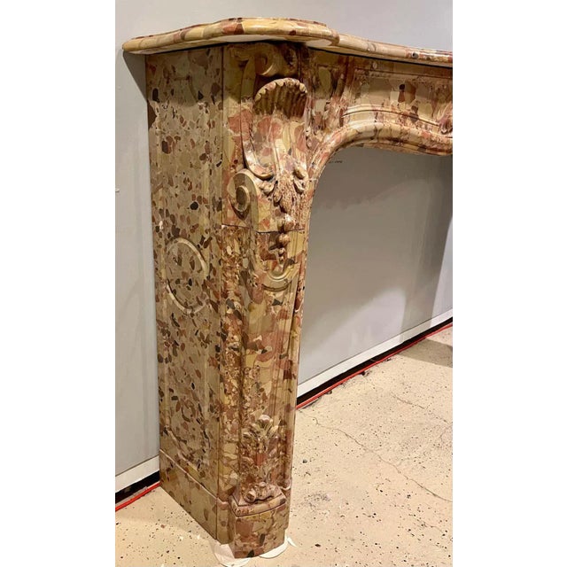 French Beige and Rouge Marble Fire Surround For Sale - Image 12 of 13