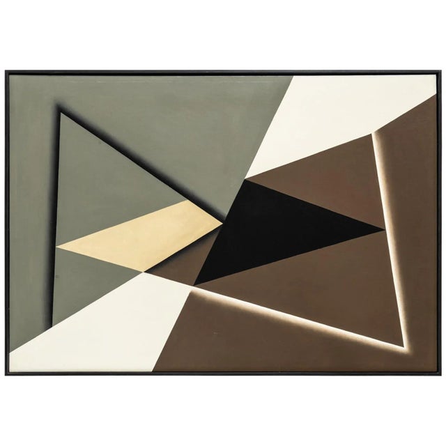 Textile Tre Trekanter i Konfiguration Oil Painting by Steffen Jørgensen, 1986 For Sale - Image 7 of 7