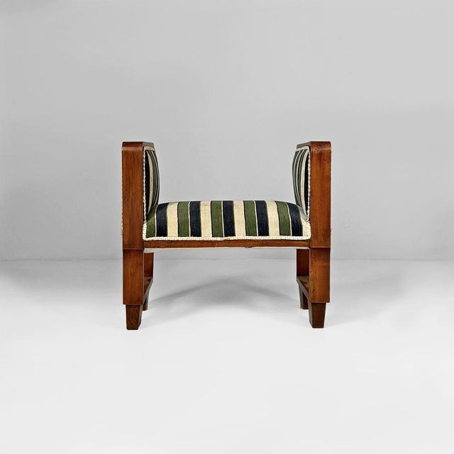 Italian Art Deco Benches in Fabric and Wood, 1930s, Set of 2 For Sale - Image 3 of 18