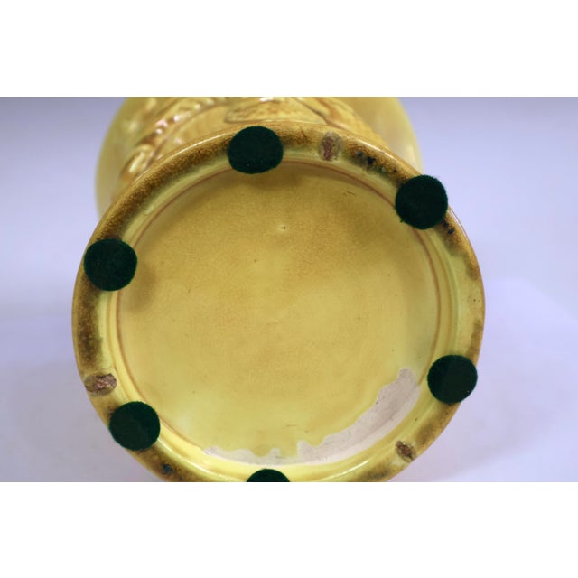 Ceramic Antique Awaji Pottery Dragon Vase Brush Pot Yellow Japanese For Sale - Image 7 of 7