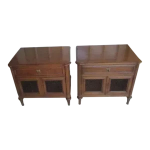 1970s Vintage Nightstand French Louis XVI Dark Tone Walnut by Henredon Set of 2