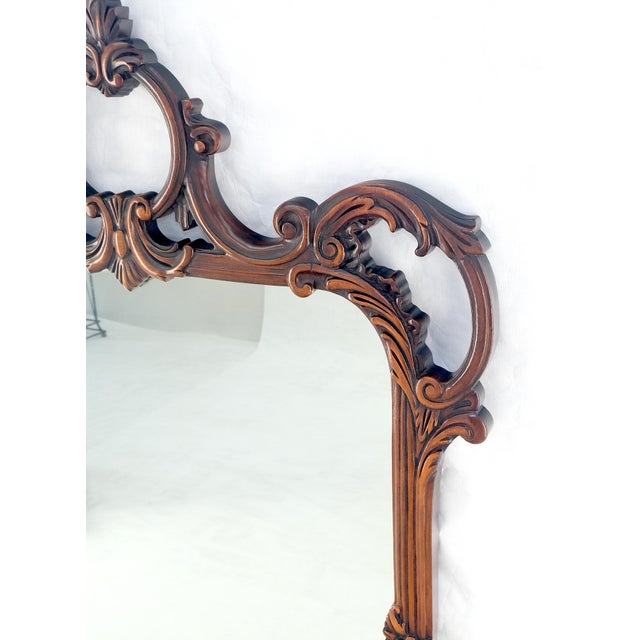 Very Fine c1940s Pierced Carved Mahogany Chippendale Style Wall Mirror MINT For Sale - Image 11 of 14