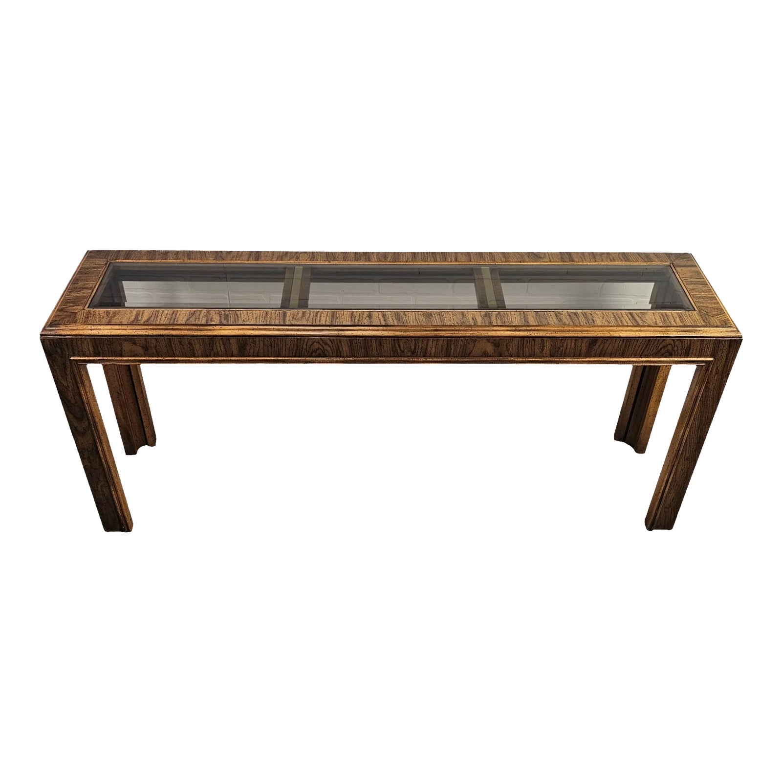 Modern Sofa Table Glass Center Wood Console Table | Chairish
