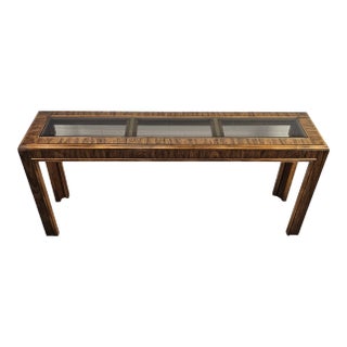 Modern Sofa Table Glass Center Wood Console Table For Sale