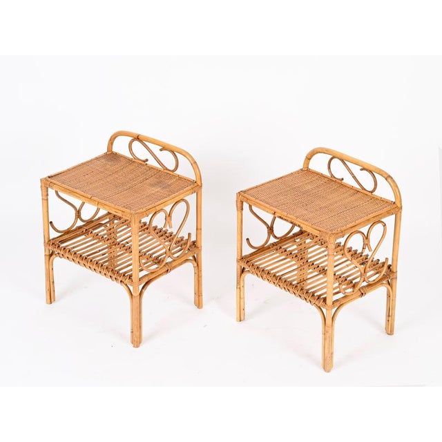 French Riviera Nightstands in Bamboo and Rattan by Franco Albini, 1960s, Set of 2 For Sale - Image 9 of 17