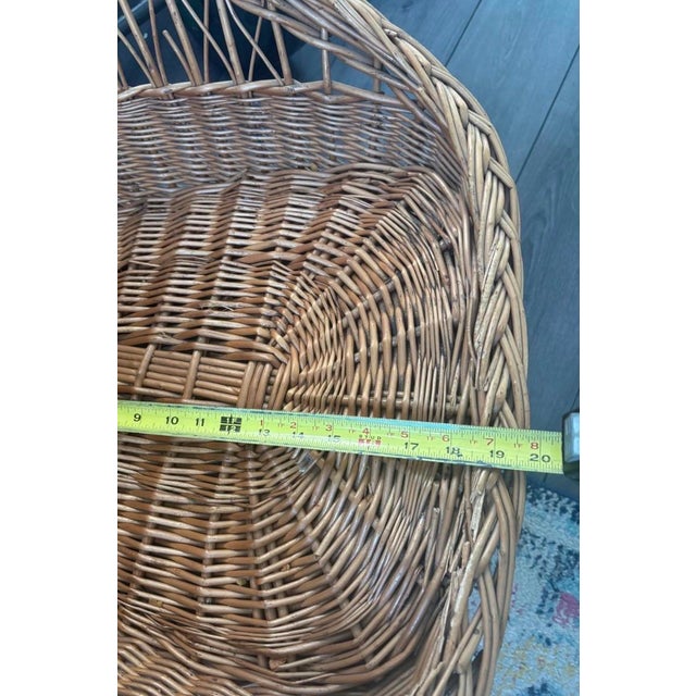 1970s Sculptural Wicker Barrel Chairs - Pair Vintage For Sale - Image 12 of 12