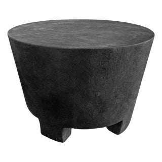 Solid Mango Wood Side Table With Burnt Finish, Modern Organic For Sale