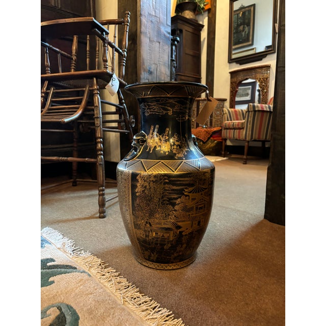 Black and Gold Vase For Sale - Image 4 of 5