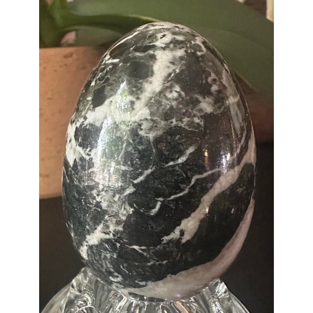Gemstone Pair of EggPair of Polished Stone Eggs – Caribbean Calcite & Zebra Jasper For Sale - Image 7 of 11