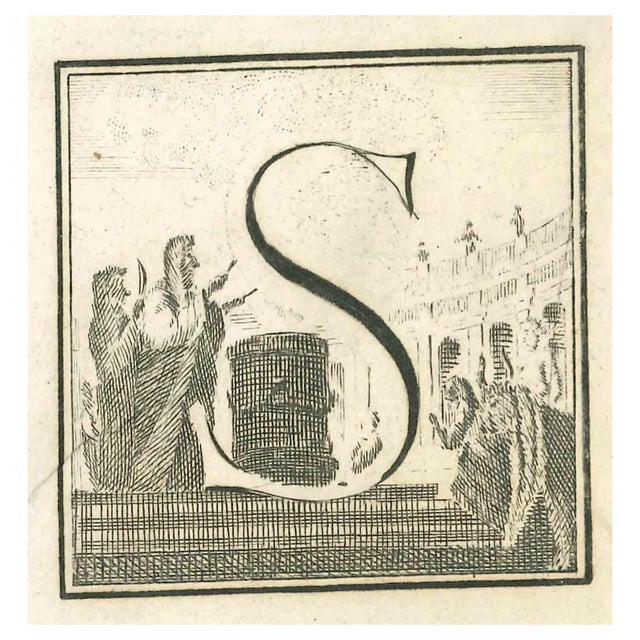 Luigi Vanvitelli, Letter S, Etching, 18th Century For Sale