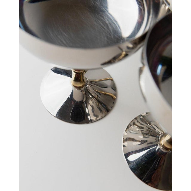 Wood Vintage Stainless Steel Champagne Bowls in Bamboo, Italy, 1970s, Set of 6 For Sale - Image 7 of 11