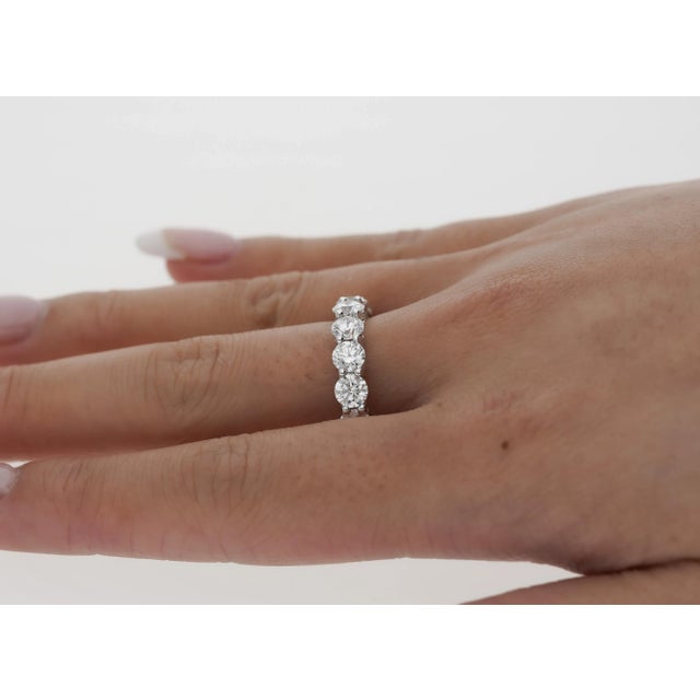 White GIA Certified 5 Carat D/VS1 Diamond Wedding Eternity Band Ring in 18K White Gold For Sale - Image 8 of 9