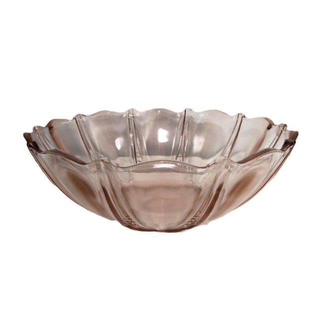 Anchor Hocking Vintage Anchor Hocking Pink Oyster and Pearl Depression Glass Bowl For Sale - Image 4 of 10