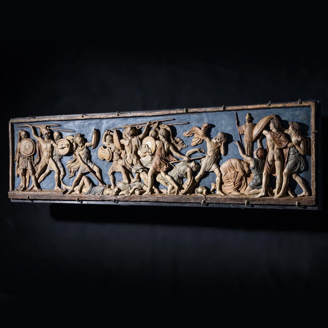 19th Century Ulysses Kills the Suitors Relief in Terracotta attributed to H. W. Bissen, Denmark, in Good conditions....