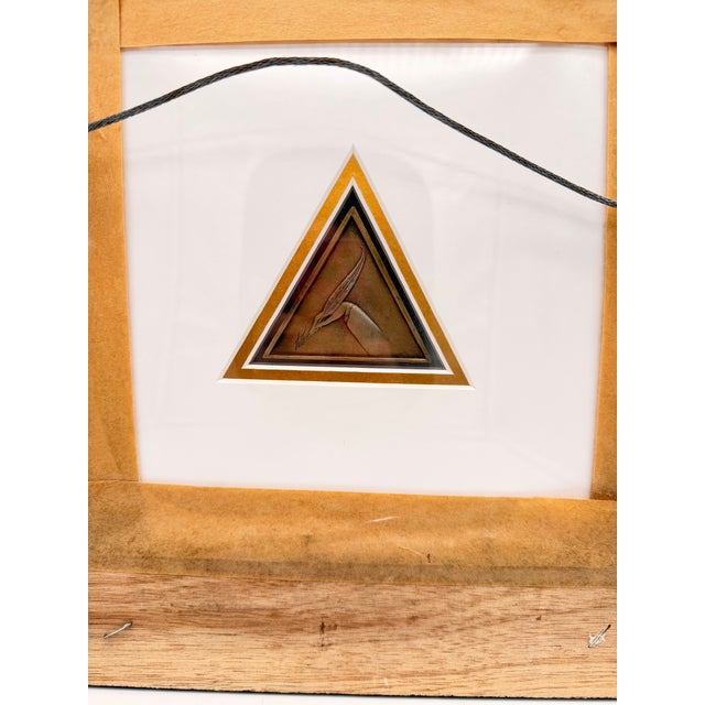 Art Deco Pair of Erté Limited Edition Bronze Medallions in Gold & Black Gilt Frames For Sale - Image 9 of 12