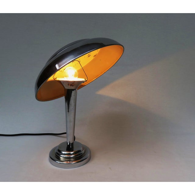 Art Deco Chrome-Plated Mushroom Table Lamp, France, 1920s For Sale - Image 9 of 18
