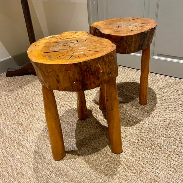 Vintage Sculptural Wood Stools, 1970s, Set of 2 For Sale - Image 11 of 13