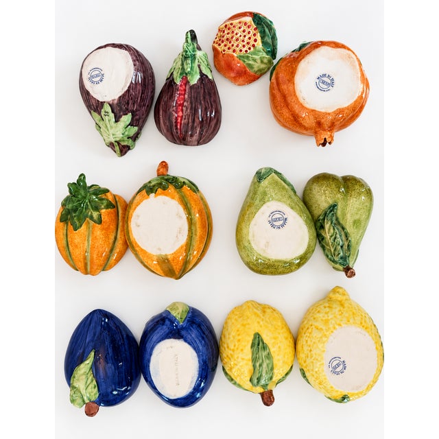 Hollywood Regency Vintage Vietri Italian Ceramic Fruit Dishes – Set of 6 For Sale - Image 3 of 4