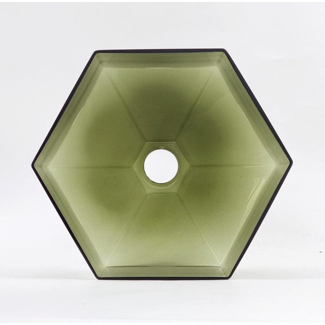 Metal Mid-Century Modern Scandinavian Glass and Brass Ceiling Light attributed to Carl Fagerlund for Orrefors, Sweden, 1960s For Sale - Image 7 of 9